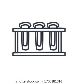 test tubes on stand icon over white background, line style, vector illustration