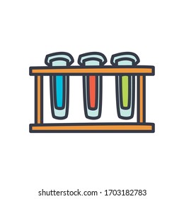 test tubes on stand icon over white background, flat style, vector illustration