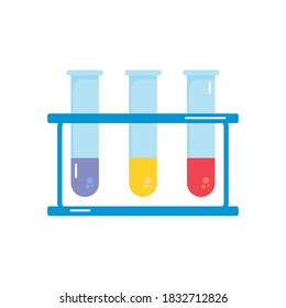 test tubes on stand over white background, flat style, vector illustration