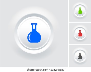 Test Tubes on White Bevel Round Button