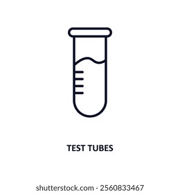 test tubes outline icon.  Thin line icon from education collection. Editable vector isolated on white background