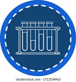 test tubes pipettes in pipette holder vector white lines with blue background