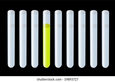 Test tubes with positive and negative reactions