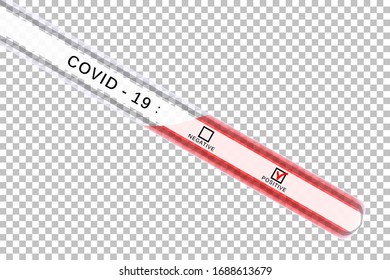 Test tubes with positive result of coronavirus. COVID-19 virus test. Vector illustration.
