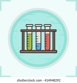 Test tubes rack color icon. Chemical laboratory equipment. Scientific research. Vector illustration