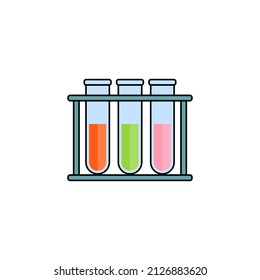 Test tubes with rack. Isolated vector icon. Illustration on white background.