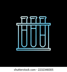 Test Tubes Rack vector concept linear blue icon or logo element on dark background
