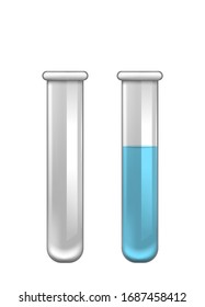 Test Tubes, Retorts, Beakers, Reactants, Medical Glasswares. Photo Realistic Tools Isolated on White Background
