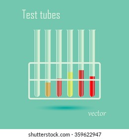 Test tubes . Science,  medicine, vector illustration