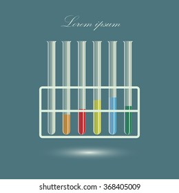 Test tubes . Science, medicine, vector illustration