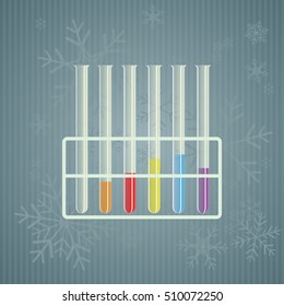Test tubes . Science,  medicine, vector illustration