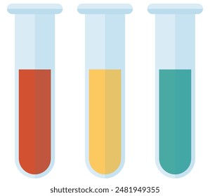 Test tubes set flat icon isolated on white background.