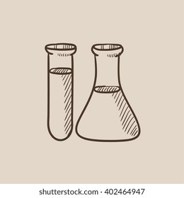 Test tubes sketch icon.