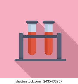 Test tubes stand icon flat vector. System shield. Medical dose vaccination