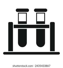 Test tubes stand icon simple vector. System shield. Medical dose vaccination