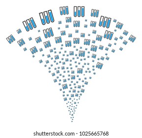 Test Tubes stream fountain. Vector illustration style is flat iconic symbols. Object fountain organized from random icons as test tubes fireworks.