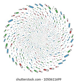 Test Tubes swirl stream. Element spiral done from randomized test tubes items. Vector illustration style is flat iconic symbols.