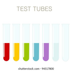 Test tubes with various liquids. Science vector illustration