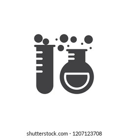 Test tubes vector icon. filled flat sign for mobile concept and web design. Laboratory flask simple solid icon. Science symbol, logo illustration. Pixel perfect vector graphics