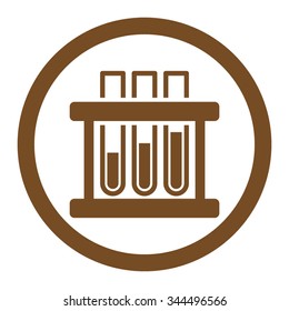 Test Tubes vector icon. Style is flat rounded symbol, brown color, rounded angles, white background.