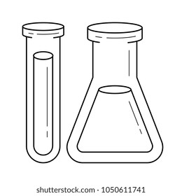 Test tubes vector line icon isolated on white background. Test tubes line icon for infographic, website or app. Icon designed on a grid system.