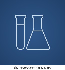 Test tubs line icon for web, mobile and infographics. Vector light blue icon isolated on blue background.