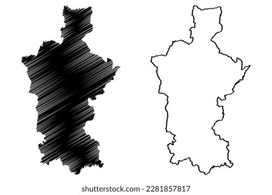 Test Valley Non-metropolitan district, Borough (United Kingdom of Great Britain and Northern Ireland, ceremonial county Hampshire or Hants, England) map vector illustration, scribble sketch map