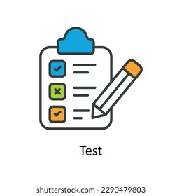 Iconos del contorno de relleno del vector de prueba. Material gráfico simple