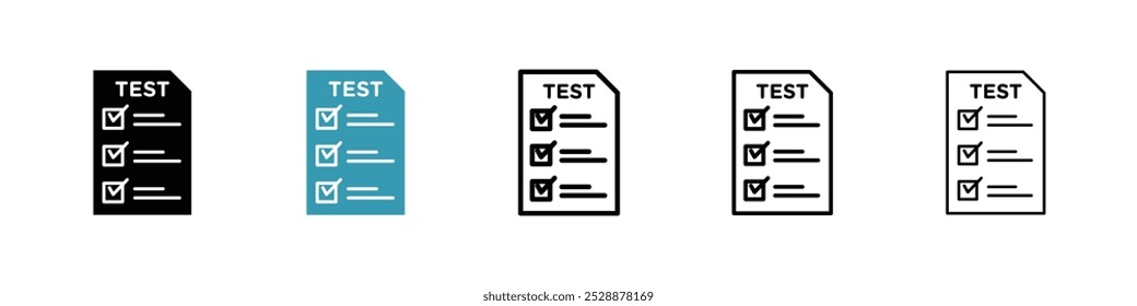 Test vector icon set in black and blue colors.