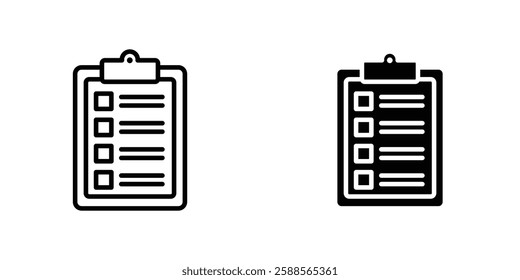 Test vectors icons set in filled and strokes on white background