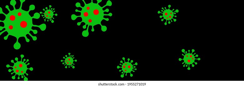Test Vibrant Quarantine Red Healthcare Medicine Black Epidemic Vector. Sick Science Creepy Coronavirus Pandemic Background. Danger Sign Green Virus Vivid Covid-19 Bright Horizontal Illustration.