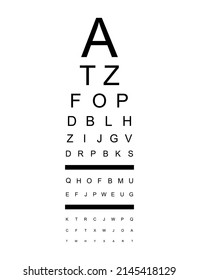 Test visual measure icon, optical chart letter symbol, optometrist focus vector illustration .