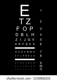 Test visual measure icon, optical chart letter symbol, optometrist focus vector illustration .