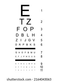 Test visual measure icon, optical chart letter symbol, optometrist focus vector illustration .