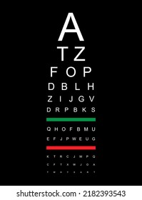 Test visual measure icon, optical chart letter symbol, optometrist focus vector illustration .