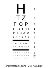 Test visual measure icon, optical chart letter symbol, optometrist focus vector illustration .