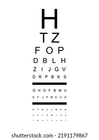 Testen Sie das visuelle Messsymbol, das Symbol für den Buchstaben des optischen Diagramms, die Vektorgrafik des optometrischen Fokus.