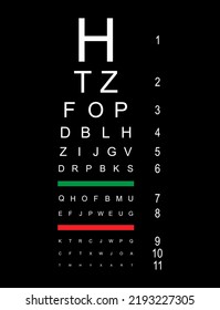 Test visual measure icon, optical chart letter symbol, optometrist focus vector illustration .