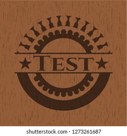 Test wooden emblem. Vintage.