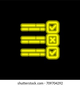 Test yellow glowing neon ui ux icon. Glowing sign logo vector