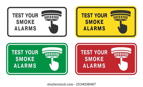 Test your smoke alarms. Smoke detector icon symbol. Fire alarm logo sign. Fire safety equipment. Vector illustration image. Isolated on white background.