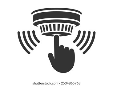 Teste seus alarmes de fumaça. Símbolo do ícone do detector de fumaça. Sinal de logotipo de alarme de incêndio. Equipamento de proteção contra incêndios. Imagem de ilustração vetorial. Isolado no fundo branco.