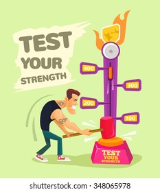 Test your strength. Vector flat illustration