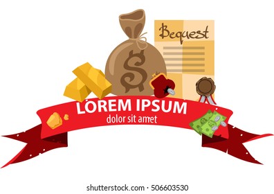 Testament, a bag of money and gold bullion banner and logo.