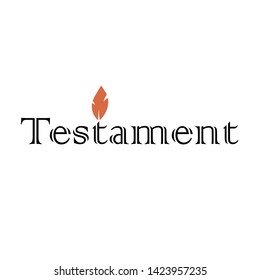 Testament icon text logo with orange flame candle in black and white color