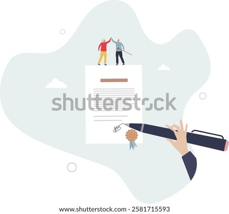 Testament and last wish property bequeath in old age.Pensioner retirement document about wealth inheritance with official document and official testamentary .flat characters.
