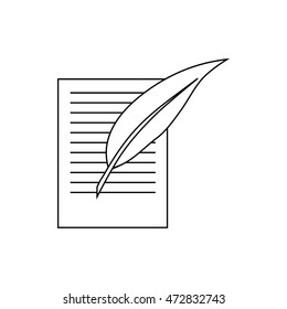 Testament letter and pen icon in outline style isolated on white background