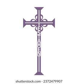 Testament word in the shape of a cross. Christian, religious and church typography concept. Design with christian icon testament.