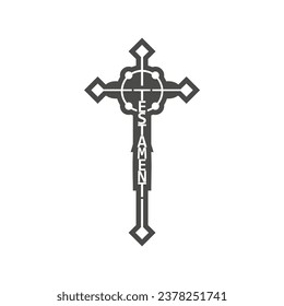 Testament word in the shape of a cross. Christian, religious and church typography concept. Design with christian icon testament.