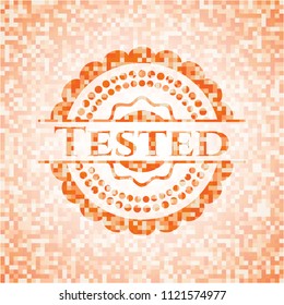 Tested abstract orange mosaic emblem